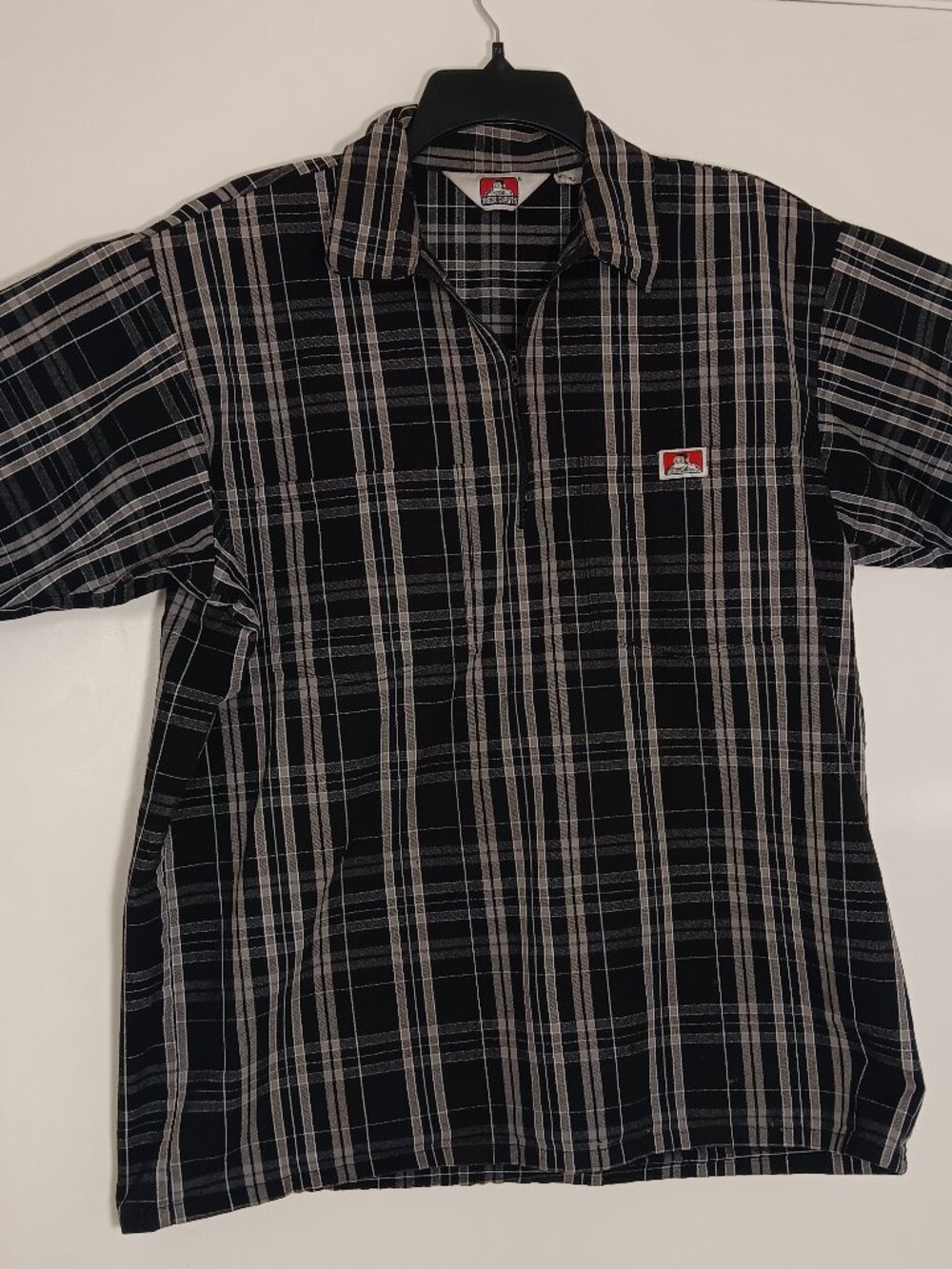 Ben Davis plaid half zip work shirt mens large